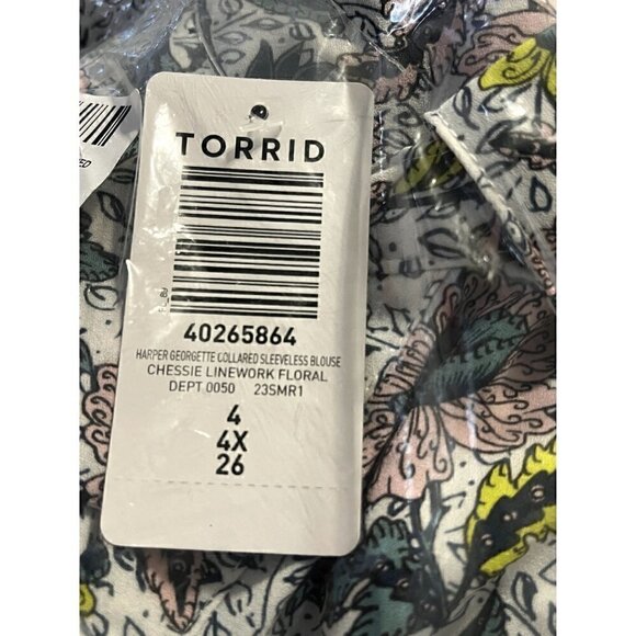 Torrid Women's Harper Georgette Collared Sleeveless Floral Blouse, 4, 4X, 26 - Picture 5 of 5